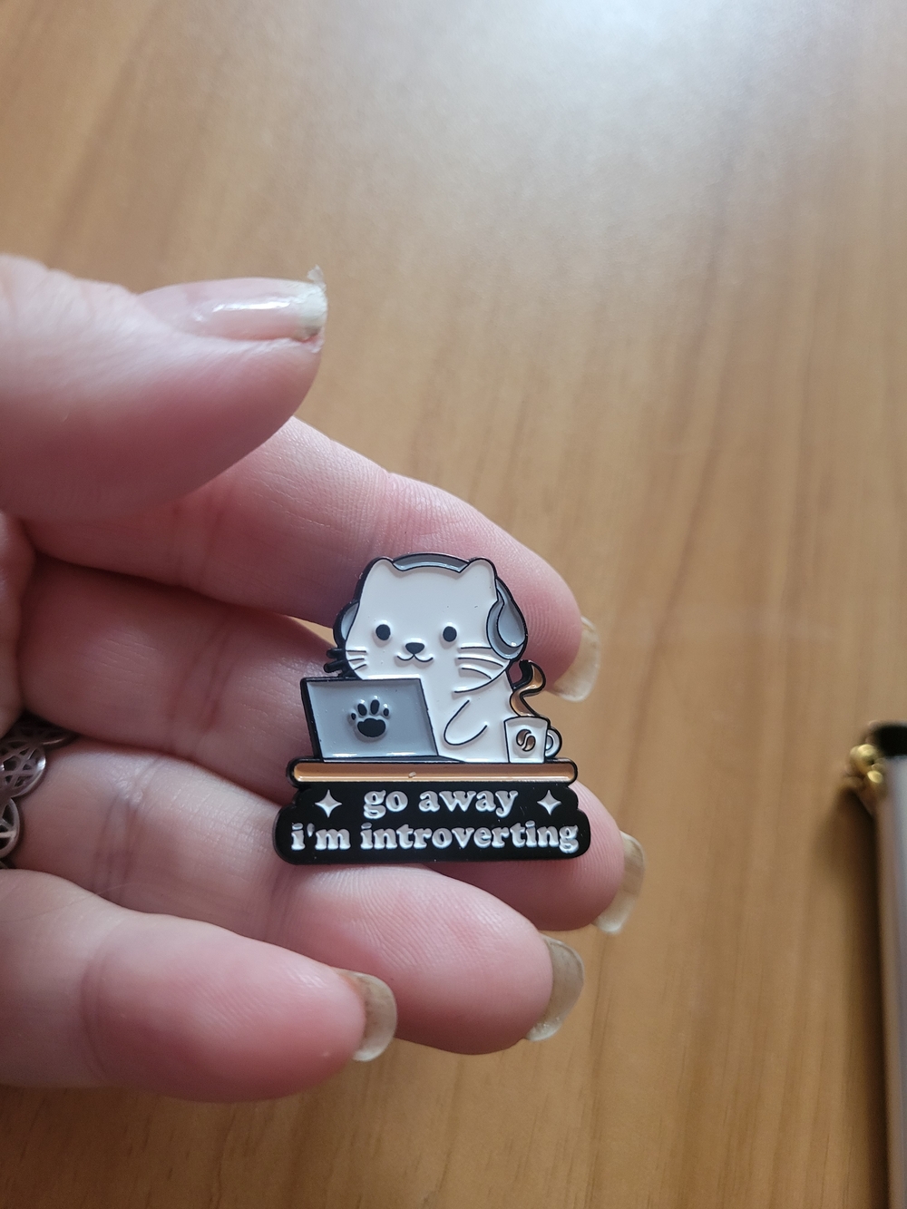 👻BUY 1 GET 1 FREE👻 Novelty Cat Enamel Pin — White Cat with Laptop